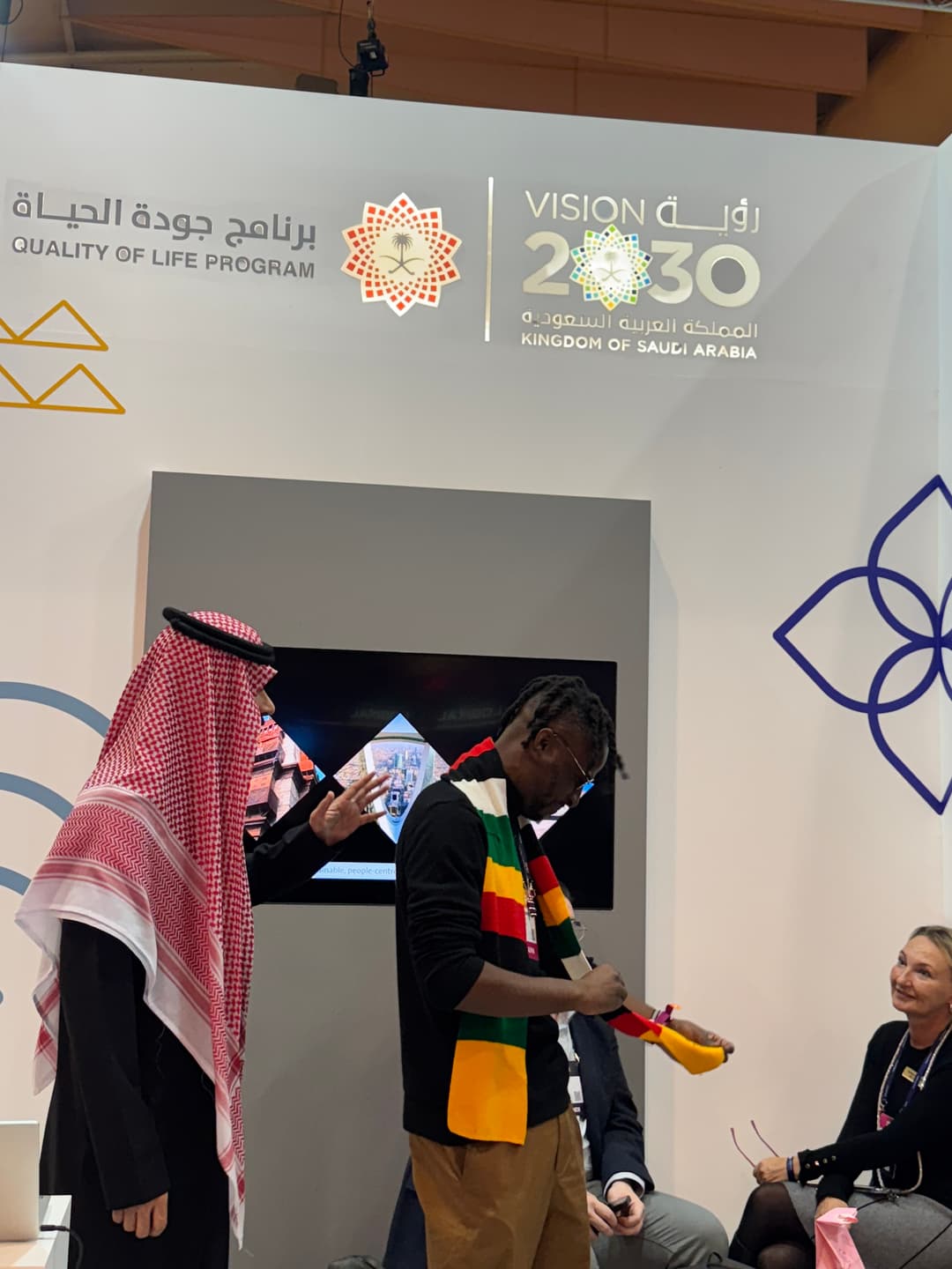 Emperor Roy at the Vision 2030 Kingdom of Saudi Arabia booth at Web Summit